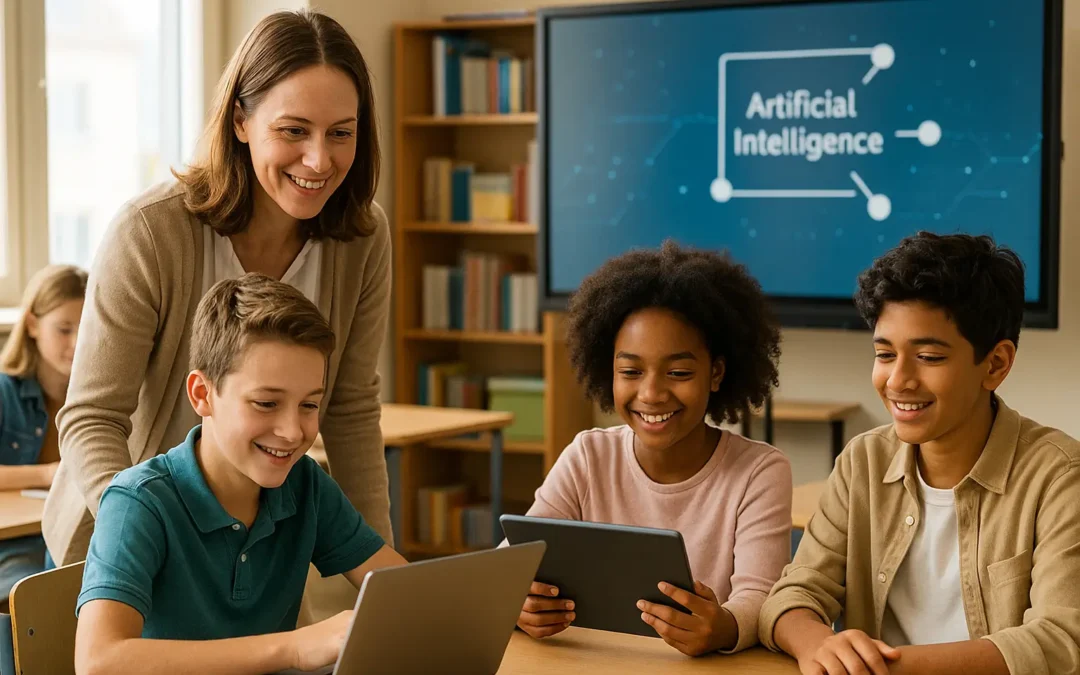 Docenti e studenti utilizzano strumenti di intelligenza artificiale durante un’attività didattica.