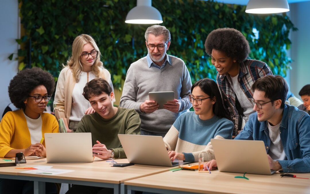 Insegnante utilizza strumenti di intelligenza artificiale per proporre attività creative agli studenti.
